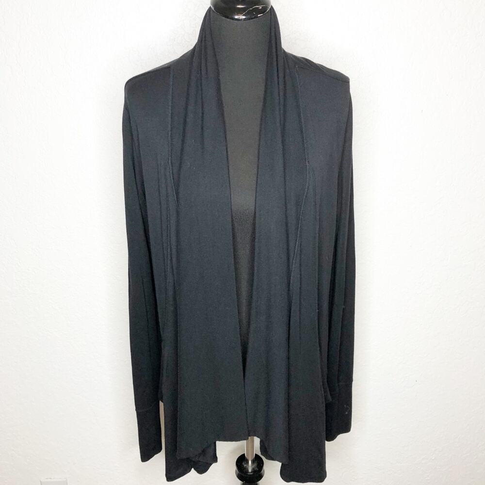 Athleta black jersey knit open front long cardigan size Medium